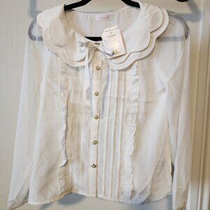 NWT Ivory Liz Lisa Pearl Button Blouse